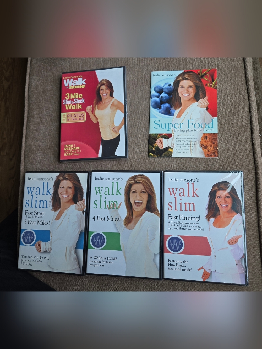 Leslie Sansone Walk Slim & Super Food Set - White, Red, Blue, Green